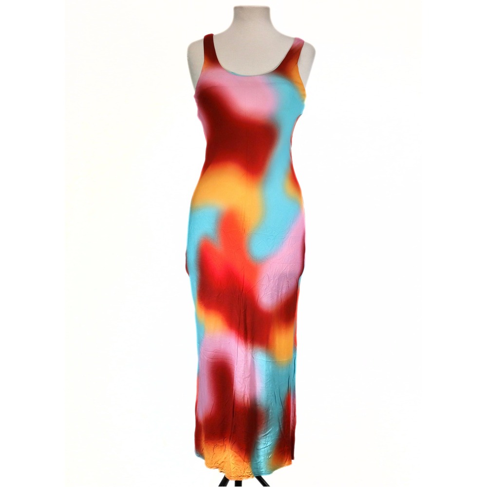 Maxi Dress Womens Small Colorful Abstract Aura Tank Summer Boho LNA Clothing